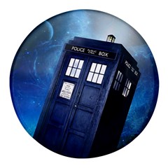 Tardis Doctor Who Space Blue Round Glass Fridge Magnet (4 Pack) by Cendanart