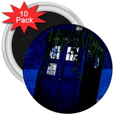 Stuck Tardis Beach Doctor Who Police Box Sci-fi 3  Magnets (10 Pack)  by Cendanart