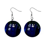 Stuck Tardis Beach Doctor Who Police Box Sci-fi Mini Button Earrings Front