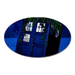 Stuck Tardis Beach Doctor Who Police Box Sci-fi Oval Magnet by Cendanart