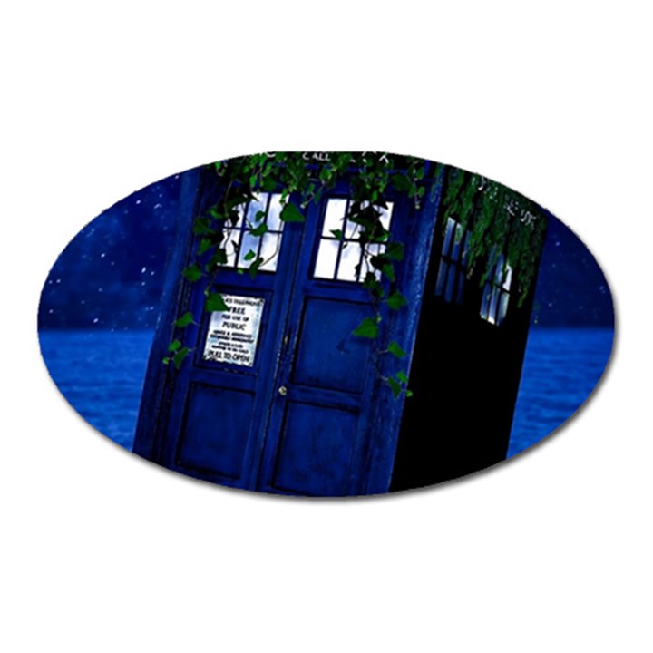 Stuck Tardis Beach Doctor Who Police Box Sci-fi Oval Magnet