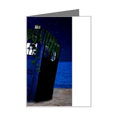 Stuck Tardis Beach Doctor Who Police Box Sci-fi Mini Greeting Card by Cendanart