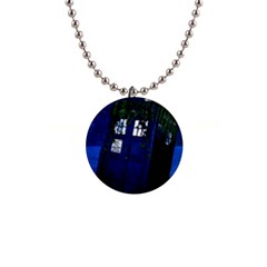 Stuck Tardis Beach Doctor Who Police Box Sci-fi 1  Button Necklace by Cendanart