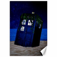 Stuck Tardis Beach Doctor Who Police Box Sci-fi Canvas 12  X 18  by Cendanart