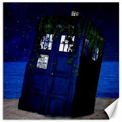 Stuck Tardis Beach Doctor Who Police Box Sci-fi Canvas 16  X 16  by Cendanart