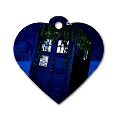 Stuck Tardis Beach Doctor Who Police Box Sci-fi Dog Tag Heart (one Side) by Cendanart