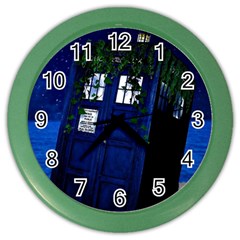 Stuck Tardis Beach Doctor Who Police Box Sci-fi Color Wall Clock by Cendanart