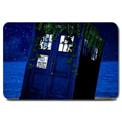 Stuck Tardis Beach Doctor Who Police Box Sci-fi Large Doormat by Cendanart