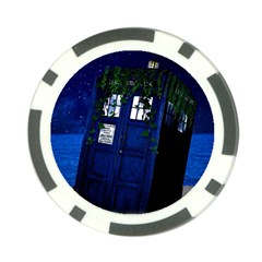 Stuck Tardis Beach Doctor Who Police Box Sci-fi Poker Chip Card Guard (10 Pack) by Cendanart