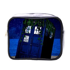 Stuck Tardis Beach Doctor Who Police Box Sci-fi Mini Toiletries Bag (one Side) by Cendanart