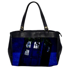 Stuck Tardis Beach Doctor Who Police Box Sci-fi Oversize Office Handbag by Cendanart