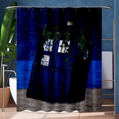 Stuck Tardis Beach Doctor Who Police Box Sci-fi Shower Curtain 60  X 72  (medium)  by Cendanart