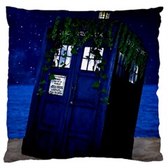 Stuck Tardis Beach Doctor Who Police Box Sci-fi Large Cushion Case (two Sides) by Cendanart