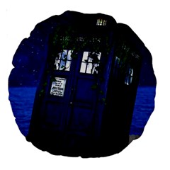 Stuck Tardis Beach Doctor Who Police Box Sci-fi Large 18  Premium Round Cushions by Cendanart