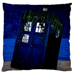 Stuck Tardis Beach Doctor Who Police Box Sci-fi Standard Premium Plush Fleece Cushion Case (two Sides) by Cendanart