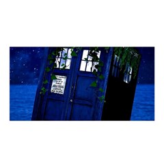 Stuck Tardis Beach Doctor Who Police Box Sci-fi Satin Wrap 35  X 70  by Cendanart