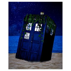 Stuck Tardis Beach Doctor Who Police Box Sci-fi Drawstring Bag (small) by Cendanart