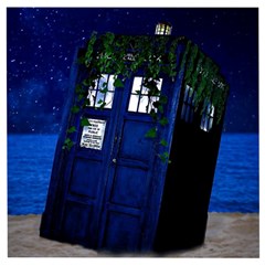 Stuck Tardis Beach Doctor Who Police Box Sci-fi Wooden Puzzle Square by Cendanart