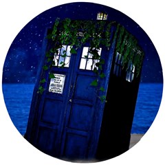 Stuck Tardis Beach Doctor Who Police Box Sci-fi Wooden Puzzle Round by Cendanart