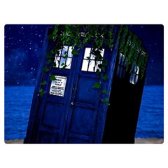 Stuck Tardis Beach Doctor Who Police Box Sci-fi Two Sides Premium Plush Fleece Blanket (extra Small) by Cendanart