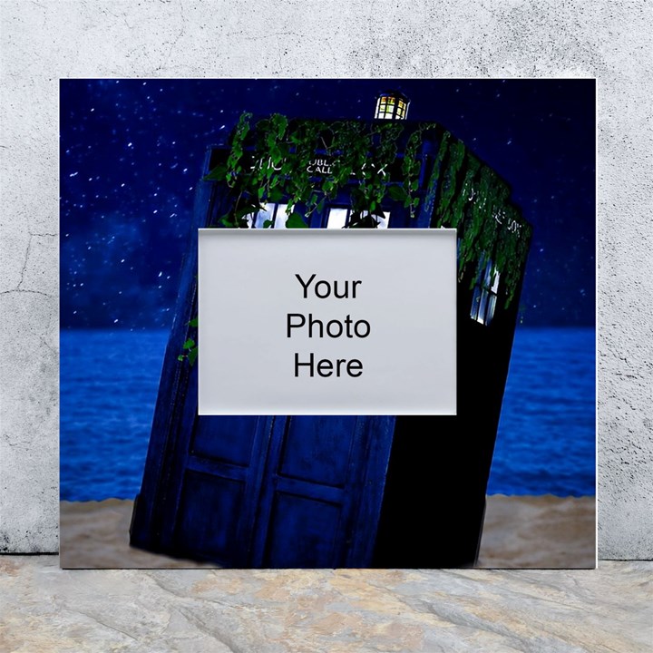 Stuck Tardis Beach Doctor Who Police Box Sci-fi White Wall Photo Frame 5  x 7 