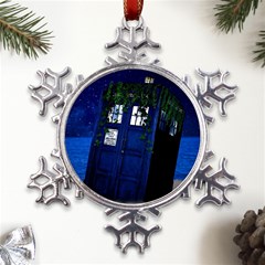 Stuck Tardis Beach Doctor Who Police Box Sci-fi Metal Large Snowflake Ornament by Cendanart