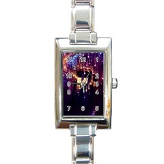 Tardis Regeneration Art Doctor Who Paint Purple Sci Fi Space Star Time Machine Rectangle Italian Charm Watch by Cendanart