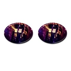 Tardis Regeneration Art Doctor Who Paint Purple Sci Fi Space Star Time Machine Cufflinks (oval) by Cendanart