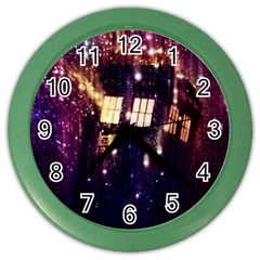 Tardis Regeneration Art Doctor Who Paint Purple Sci Fi Space Star Time Machine Color Wall Clock by Cendanart