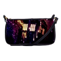 Tardis Regeneration Art Doctor Who Paint Purple Sci Fi Space Star Time Machine Shoulder Clutch Bag by Cendanart