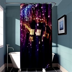 Tardis Regeneration Art Doctor Who Paint Purple Sci Fi Space Star Time Machine Shower Curtain 36  X 72  (stall)  by Cendanart