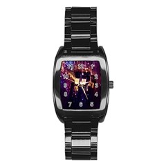 Tardis Regeneration Art Doctor Who Paint Purple Sci Fi Space Star Time Machine Stainless Steel Barrel Watch by Cendanart