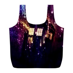 Tardis Regeneration Art Doctor Who Paint Purple Sci Fi Space Star Time Machine Full Print Recycle Bag (l) by Cendanart