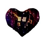 Tardis Regeneration Art Doctor Who Paint Purple Sci Fi Space Star Time Machine Standard 16  Premium Flano Heart Shape Cushions Back