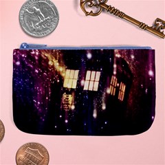 Tardis Regeneration Art Doctor Who Paint Purple Sci Fi Space Star Time Machine Large Coin Purse by Cendanart