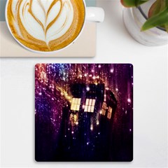 Tardis Regeneration Art Doctor Who Paint Purple Sci Fi Space Star Time Machine Uv Print Square Tile Coaster  by Cendanart