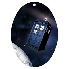 Tardis Doctor Who Planet Uv Print Acrylic Ornament Oval by Cendanart