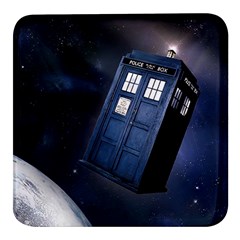 Tardis Doctor Who Planet Square Glass Fridge Magnet (4 Pack) by Cendanart