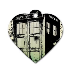 Doctor Who Tardis Dog Tag Heart (one Side) by Cendanart