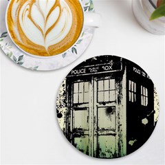 Doctor Who Tardis Uv Print Round Tile Coaster by Cendanart