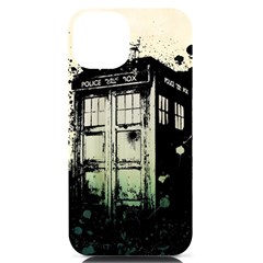 Doctor Who Tardis Iphone 14 Black Uv Print Case by Cendanart