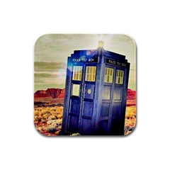 Tardis Wilderness Doctor Who Rubber Square Coaster (4 Pack) by Cendanart