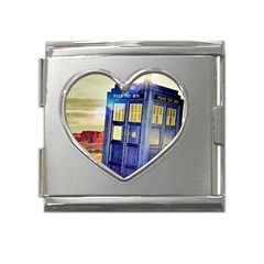 Tardis Wilderness Doctor Who Mega Link Heart Italian Charm (18mm) by Cendanart