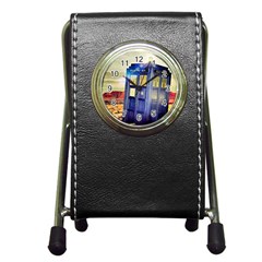 Tardis Wilderness Doctor Who Pen Holder Desk Clock by Cendanart