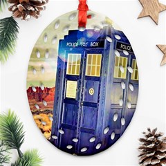 Tardis Wilderness Doctor Who Ornament (oval Filigree) by Cendanart