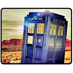 Tardis Wilderness Doctor Who Two Sides Fleece Blanket (medium) by Cendanart