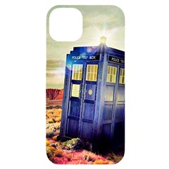 Tardis Wilderness Doctor Who Iphone 14 Plus Black Uv Print Case by Cendanart