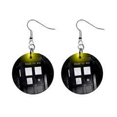 Doctor Who Space Tardis Mini Button Earrings by Cendanart