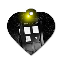 Doctor Who Space Tardis Dog Tag Heart (two Sides) by Cendanart