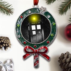 Doctor Who Space Tardis Metal X mas Lollipop With Crystal Ornament by Cendanart